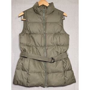 GAP Women's Down Puffer Vest Full Zip‎ Belted Sz M 75% Down Tan